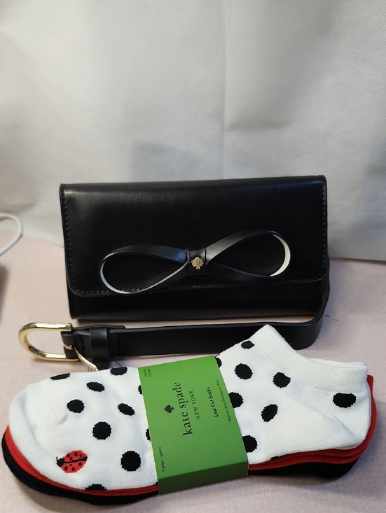 kate spade Handbags - kate spade Black Leather Bow Belt Bag with Polka Dot Socks